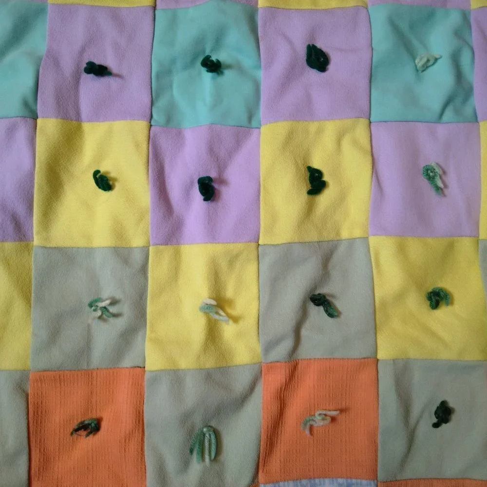 HANDMADE PATCHWORK BLOCK BABY QUILT 28X44 INCHES MULTICOLORED CLASSIC
